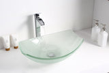 Pendant Modern Tempered Glass Vessel Bowl Sink in Lustrous Frosted, Top Mount Bathroom Sinks Above Counter