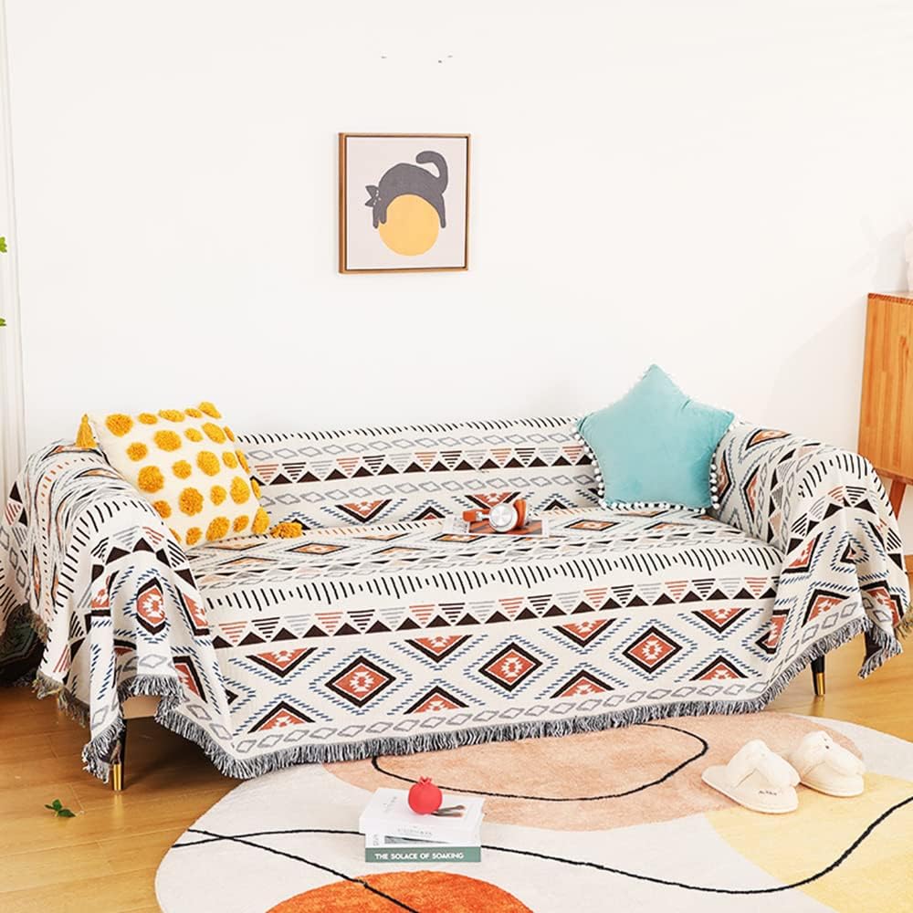 Aztec Native Throw Blankets Southwest Bed Blankets Cover 51"x63" | Navajo American Western Boho,Knit with