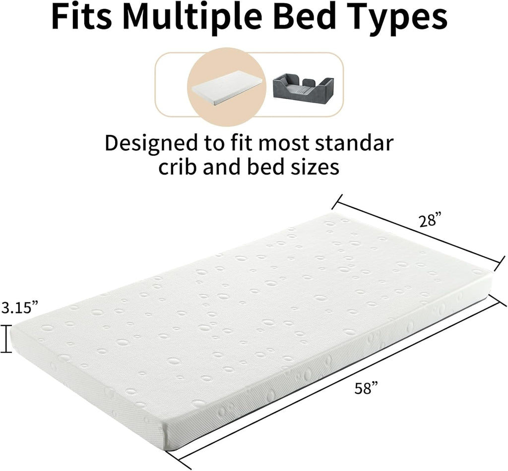 Premium Crib Mattress, 52" x 27.6" x 3.15" Toddler Mattress | Firm, Breathable Hypoallergenic Toddler Crib Mattress