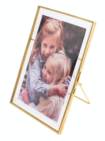 6x8" Vintage Style Antique Gold Picture Frames Family Photo Frame with Pressed Glass, Brass Golden Color(Vertical) (6