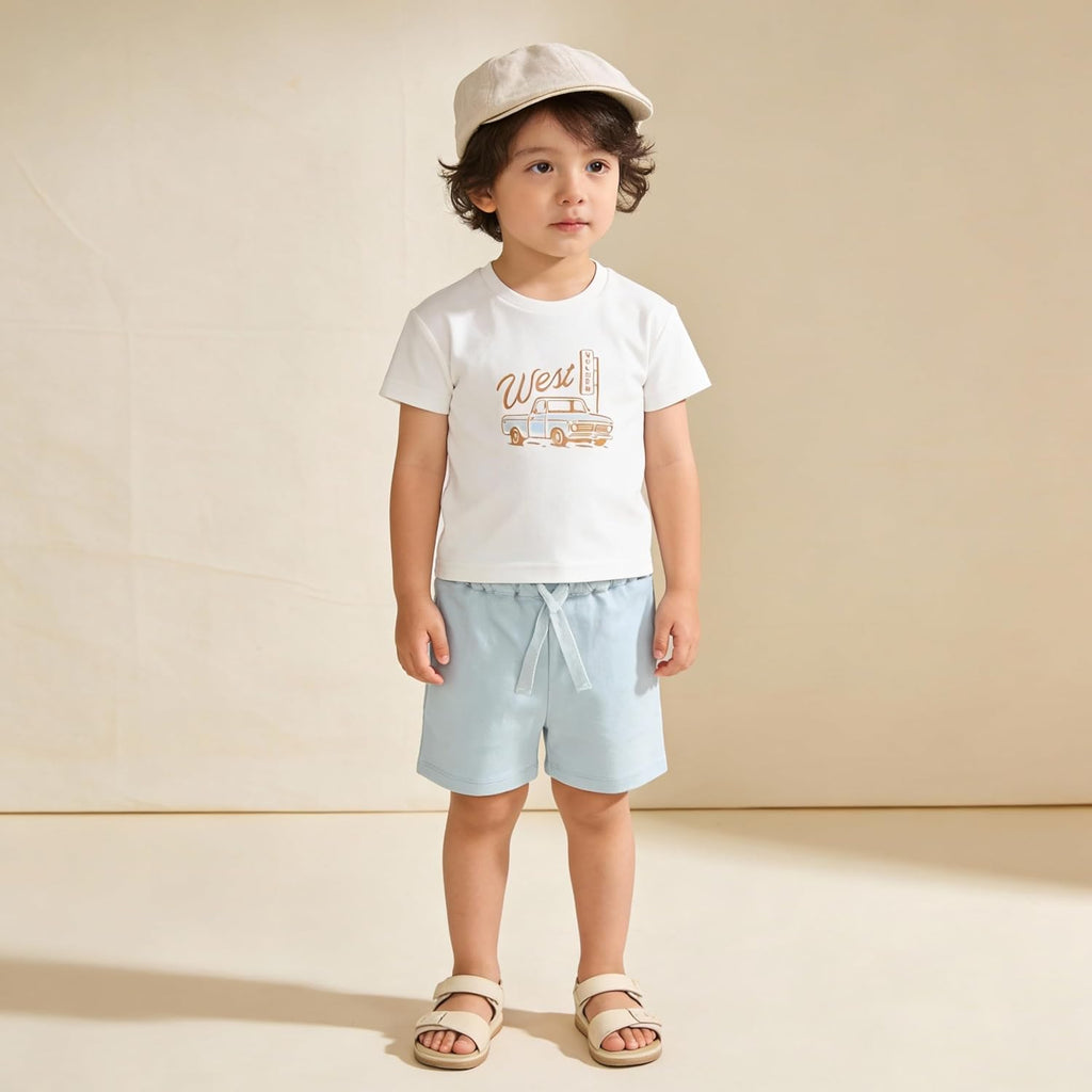 Certified Organic Cotton Spring Summer Top & Bottom Set for Baby & Kids- Wild West, 12-18 Months