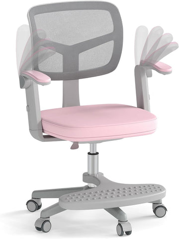 Kids Desk Chair, Children Study Chair with Adjustable Height/Armrest/Footrest, Swivel Rolling Mesh Task Student