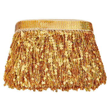 Gold Sequins Fringe Trim 6.69 Inch Sparkling Fringe Tassel Trimming Sequin Tassels Sewing Decoration for - 11 Yards