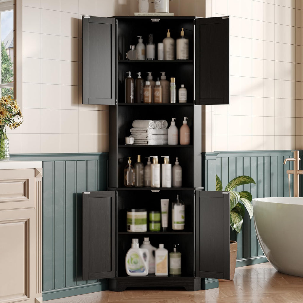 68.9" Tall Farmhouse Style Corner Cabinet, Black