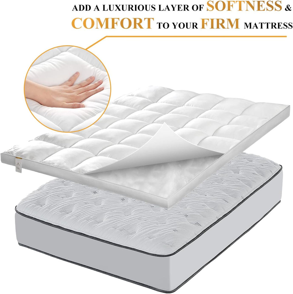 1400 GSM King Mattress Topper, Extra Thick Cooling Pillow Top Plush Pad | Breathable, Washable, Ultra soft, Hot