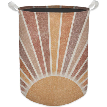 Boho Laundry Basket, Mid Century Modern Boho Neutral Sun Sunshine Waterproof Collapsible Laundry Hamper Dirty Clothes