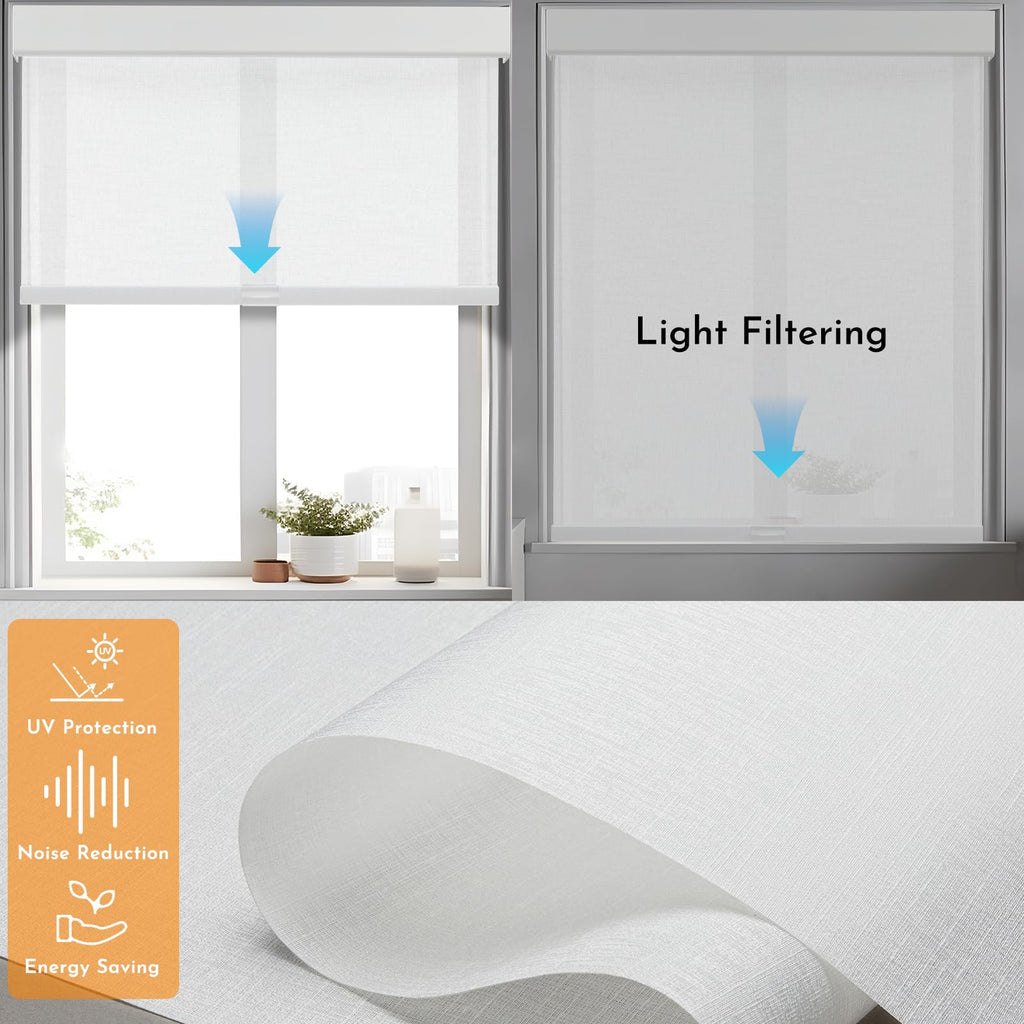 Motorized Smart Blind for Windows with Remote Control Automatic Light Filtering Roller Shades Electric Child Safety