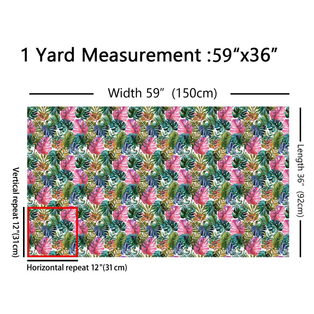 Palm Leaves Fabric By the Yard, 5 Yards