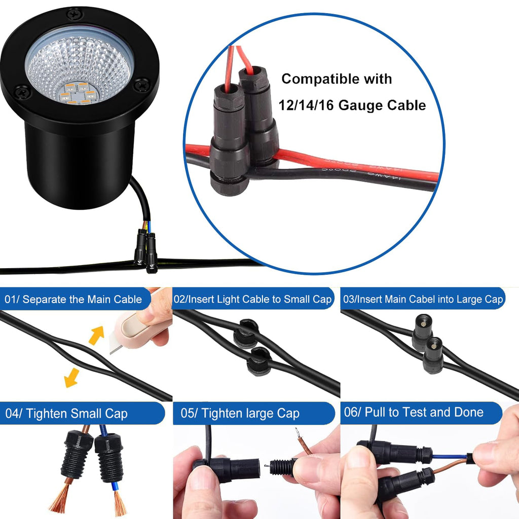 Dimmable Landscape Well Lights, Low Voltage Outdoor In-Ground Lighting IP67 Waterproof with Memory