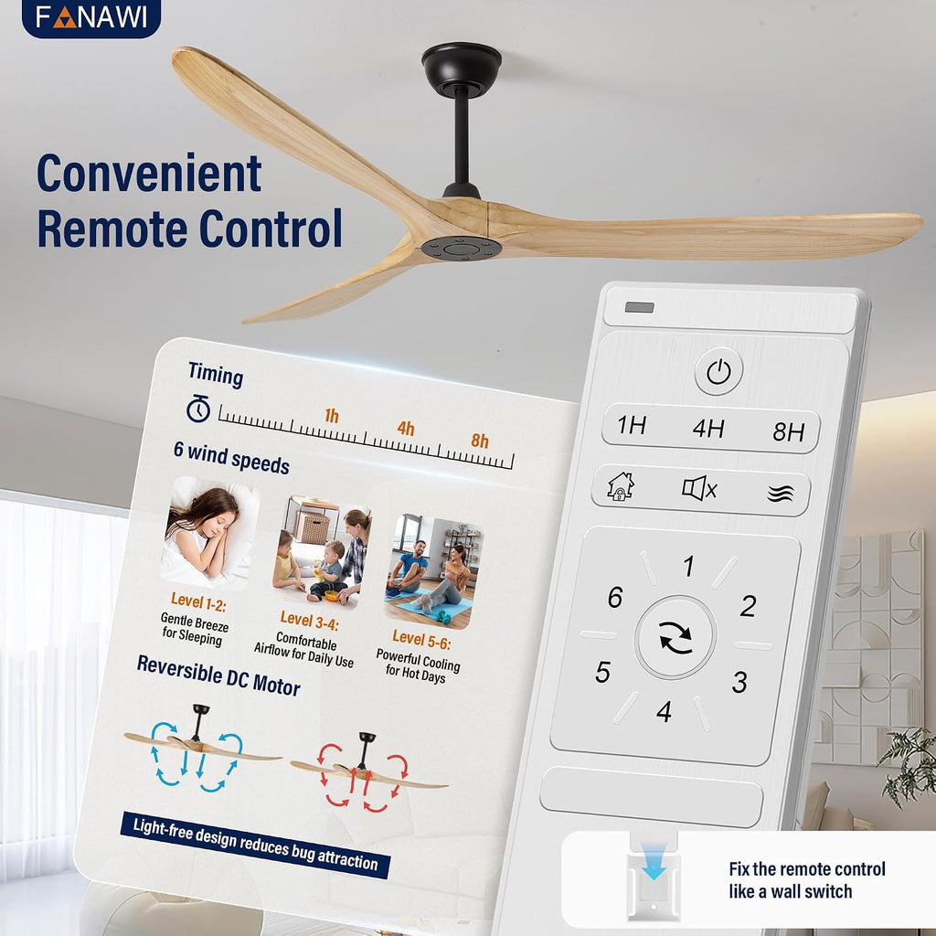Inspired Maverick Style 72" wood ceiling fan, Matte Black