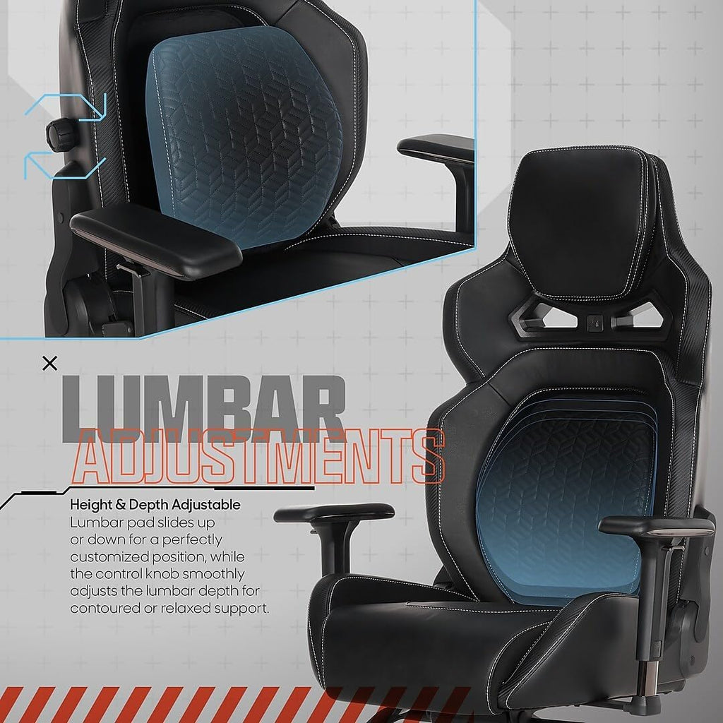 Sharper Image SGX300 Faux Leather Ergonomic Racing Gaming Chair, Black