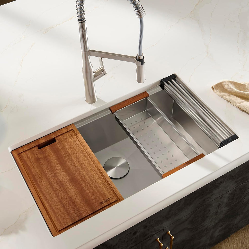 32-in Stainless Steel Undermount Workstation Kitchen Sink-RVH8300