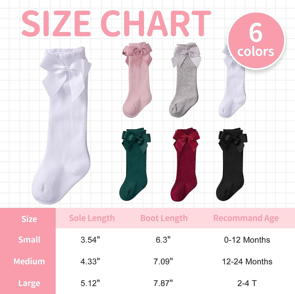 Baby Knee High Socks With Bow Toddler Long Socks Girls Stockings 0