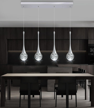 4-Lights Modern Pendant Lights Island LED Dimmable Crystal Glam Ceiling Pendant Lighting Chandelier Hallway Bedroom