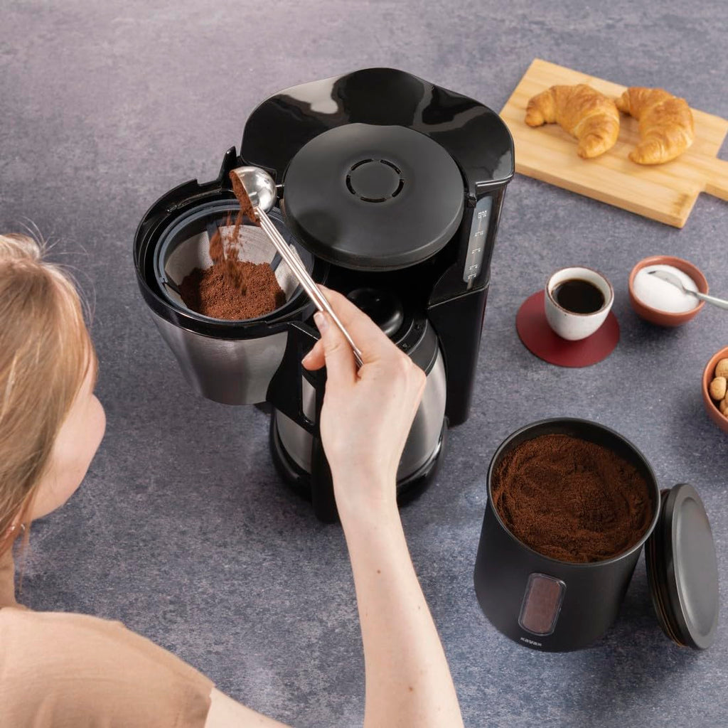 Stainless Steel Coffee Canister (Large Capacity, Over 1kg of Coffee, Suitable for Any Food) Matte Black