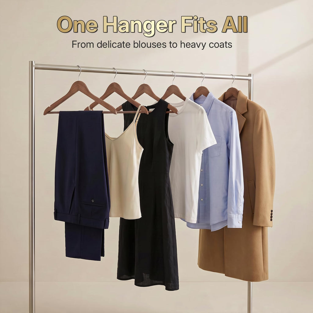 Premium Wooden Hangers 150 Pack, 17.5" Smooth Wood Hangers