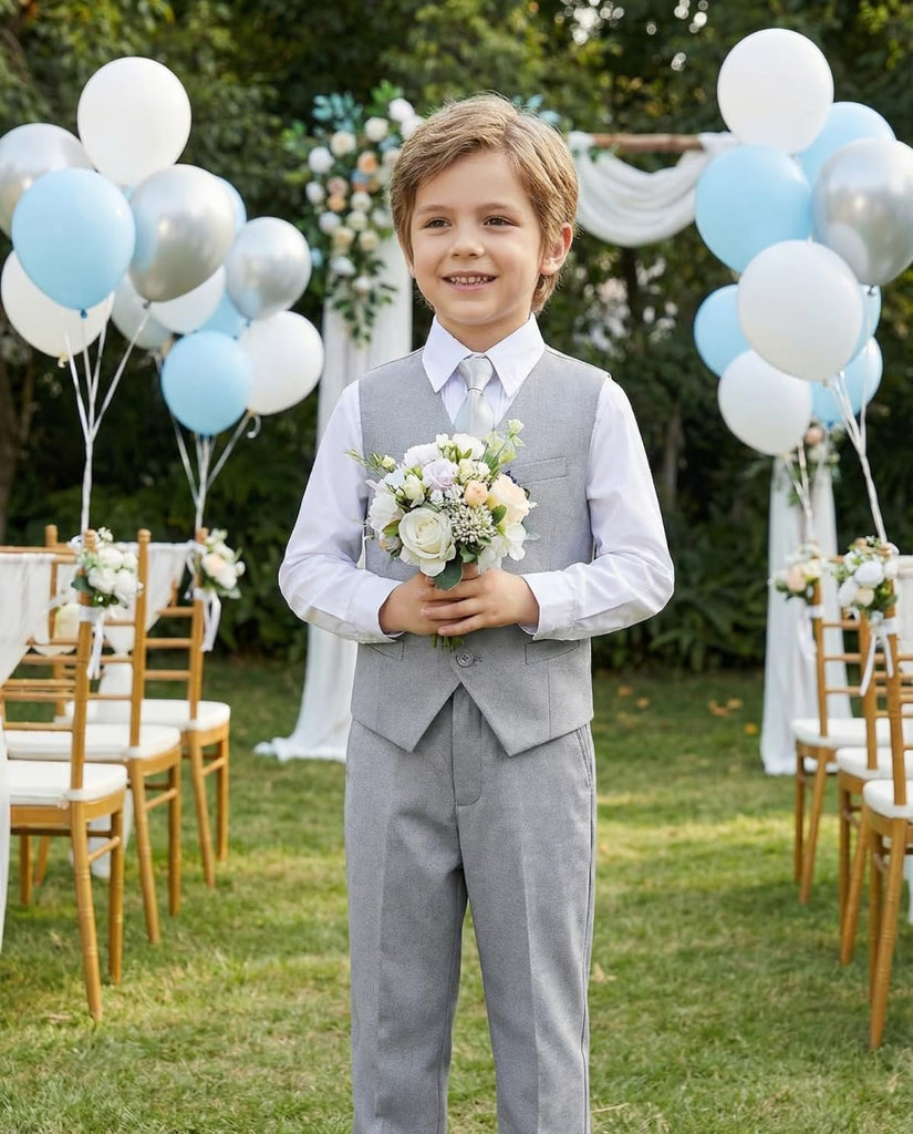 Boys Suits Kids Dress Vest Pants Set Ring Bearer Outfit