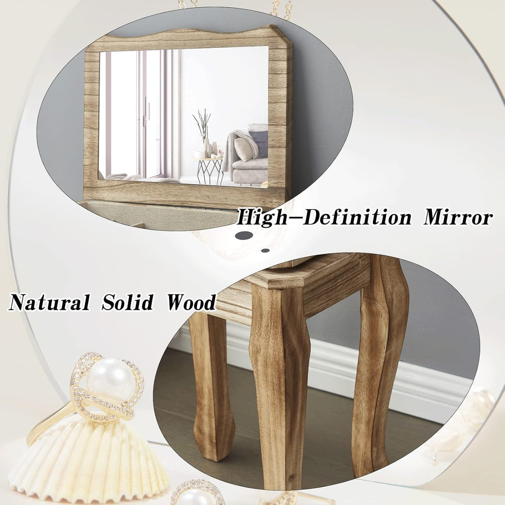 Standing Jewelry Armoire, 7 Drawers & 2 Side Doors Jewelry Amoire Cabinet Standing with Top Flip Makeup Mirror