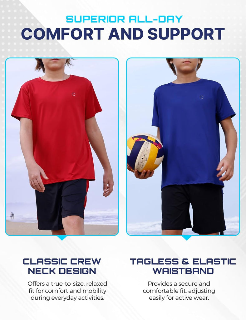 Boys Performance Crew Neck T-Shirt & Athletic Shorts Piece Set