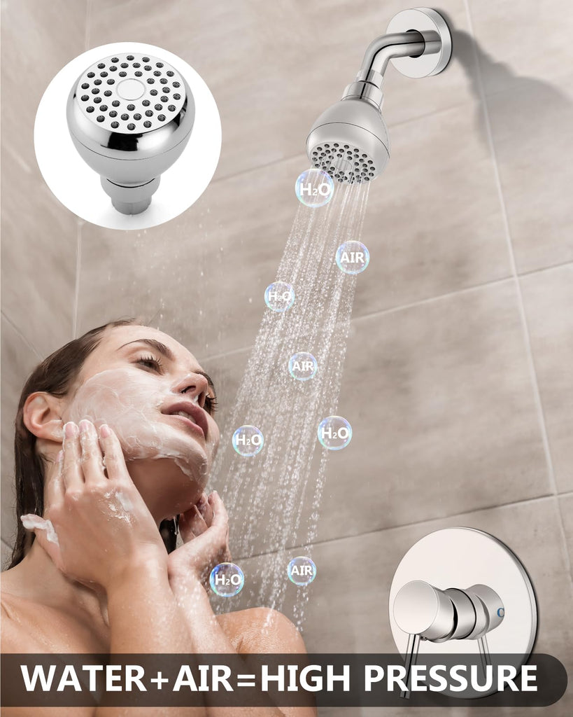 Shower Faucet Set with Rough-In Valve and Shower Head, Polish Chrome
