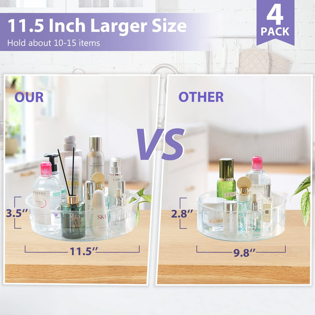 4 Pack Lazy Susan Turntable, 11.5" Rotating Organizer with Handles