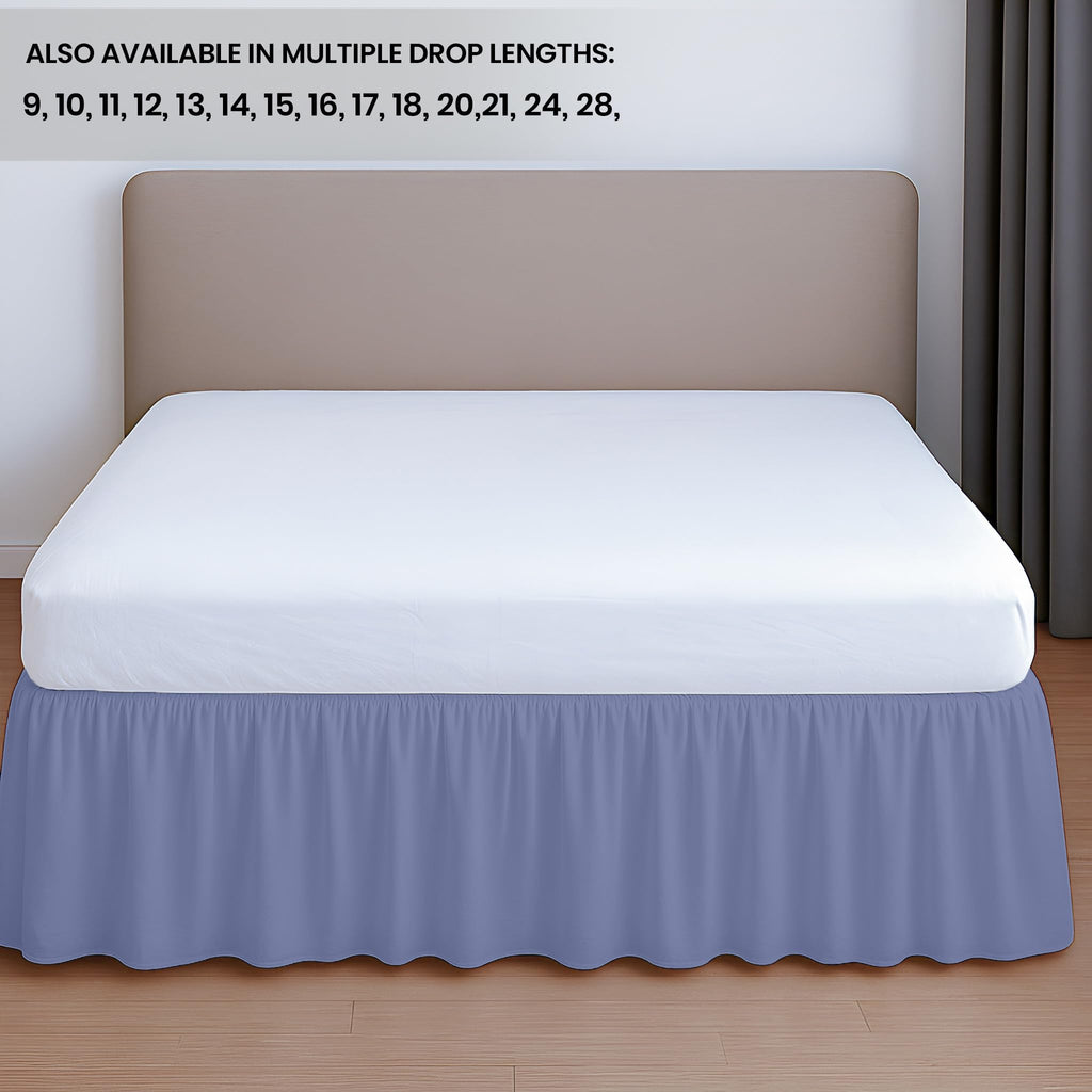 9 Inch Drop Ruffled Bed Skirt Full Size - Classic Gathered Styling, Platform Style Dust Ruffle with Secure Fit, Split