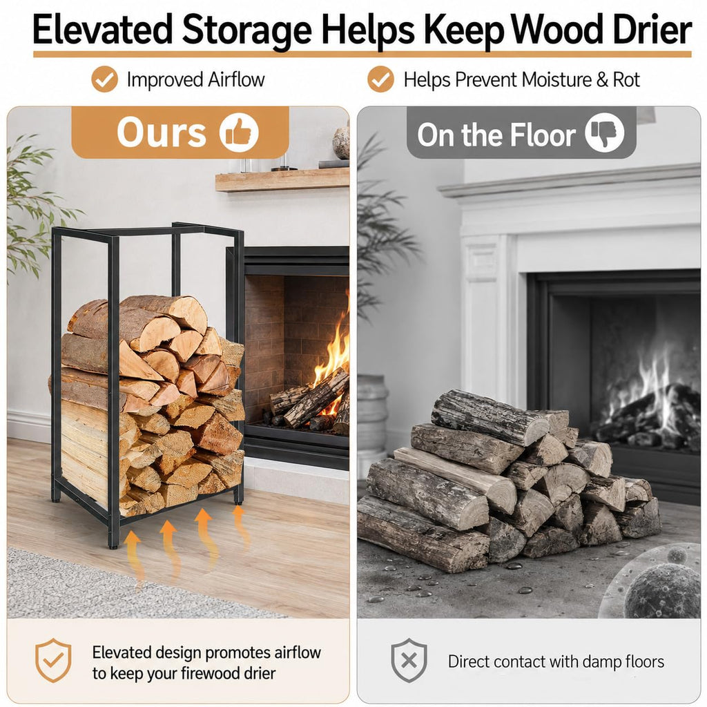 Firewood Rack Indoor Outdoor, 2Pack 30" Tall Firewood Holder Metal Small Log Wood Rack Portable Vertical Wood Storage
