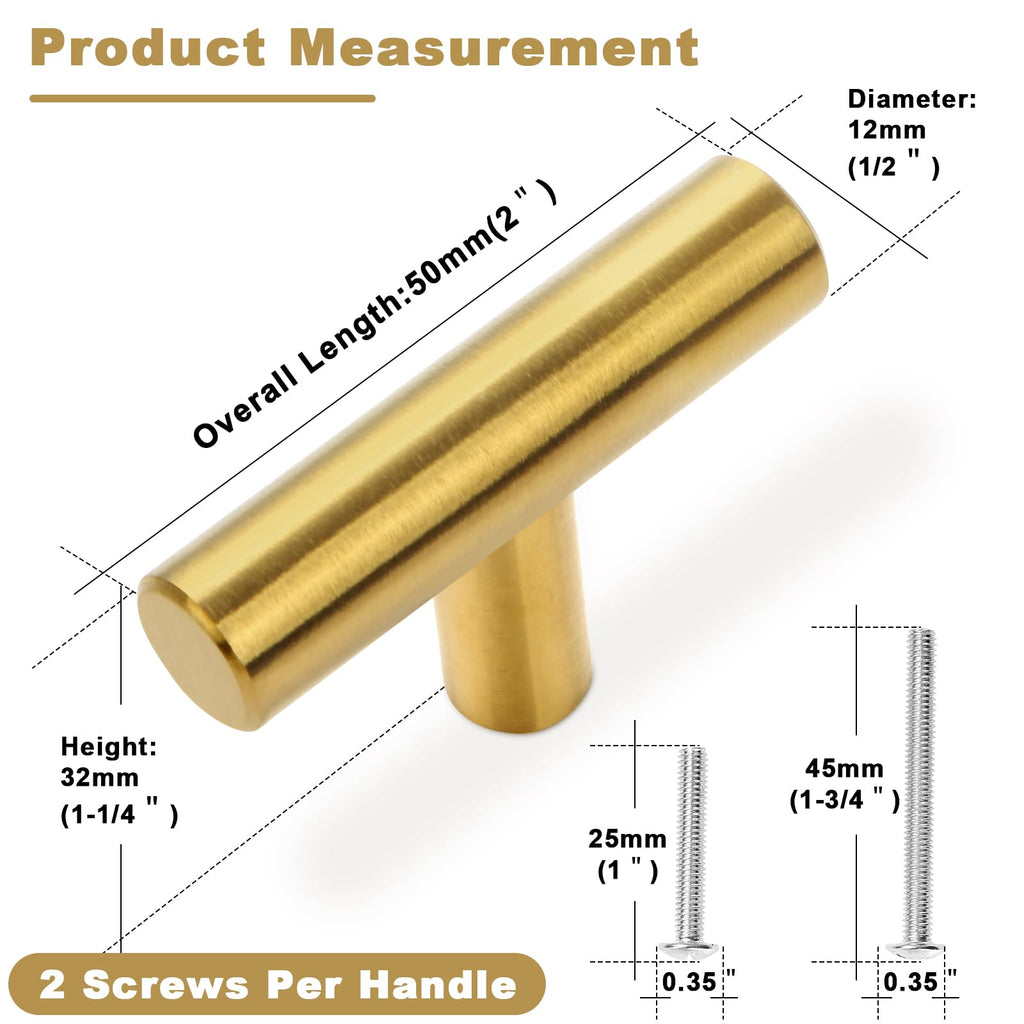 30 Pack Brushed Brass Cabinet Knobs Gold Drawer Pulls Stainless Steel Brushed Gold Dresser Knobs for Cabinets
