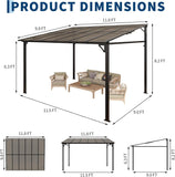10x12ft Lean to Gazebo with Polycarbonate Hardtop Roof