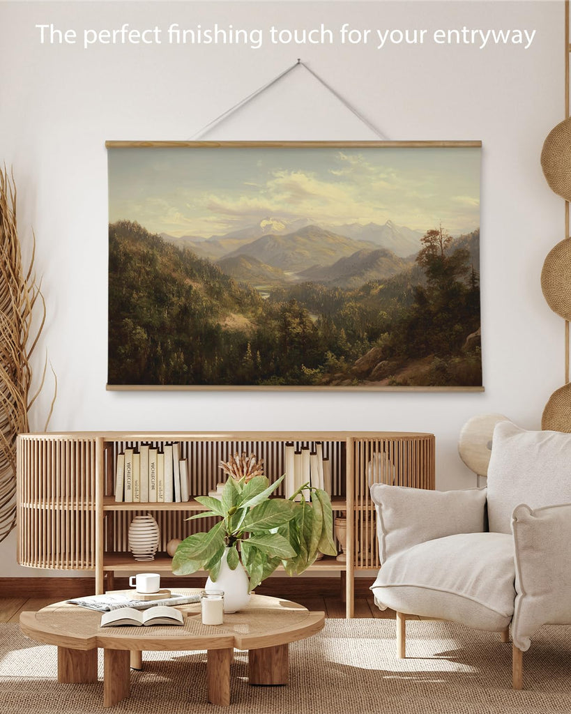 Extra Large Framed Wall Art, 36x54 In Mountain Mist Forest Print