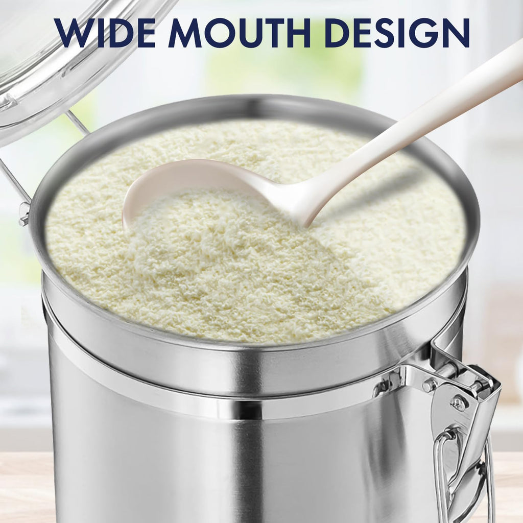165oz Stainless Steel Airtight Canister with Clear Lid