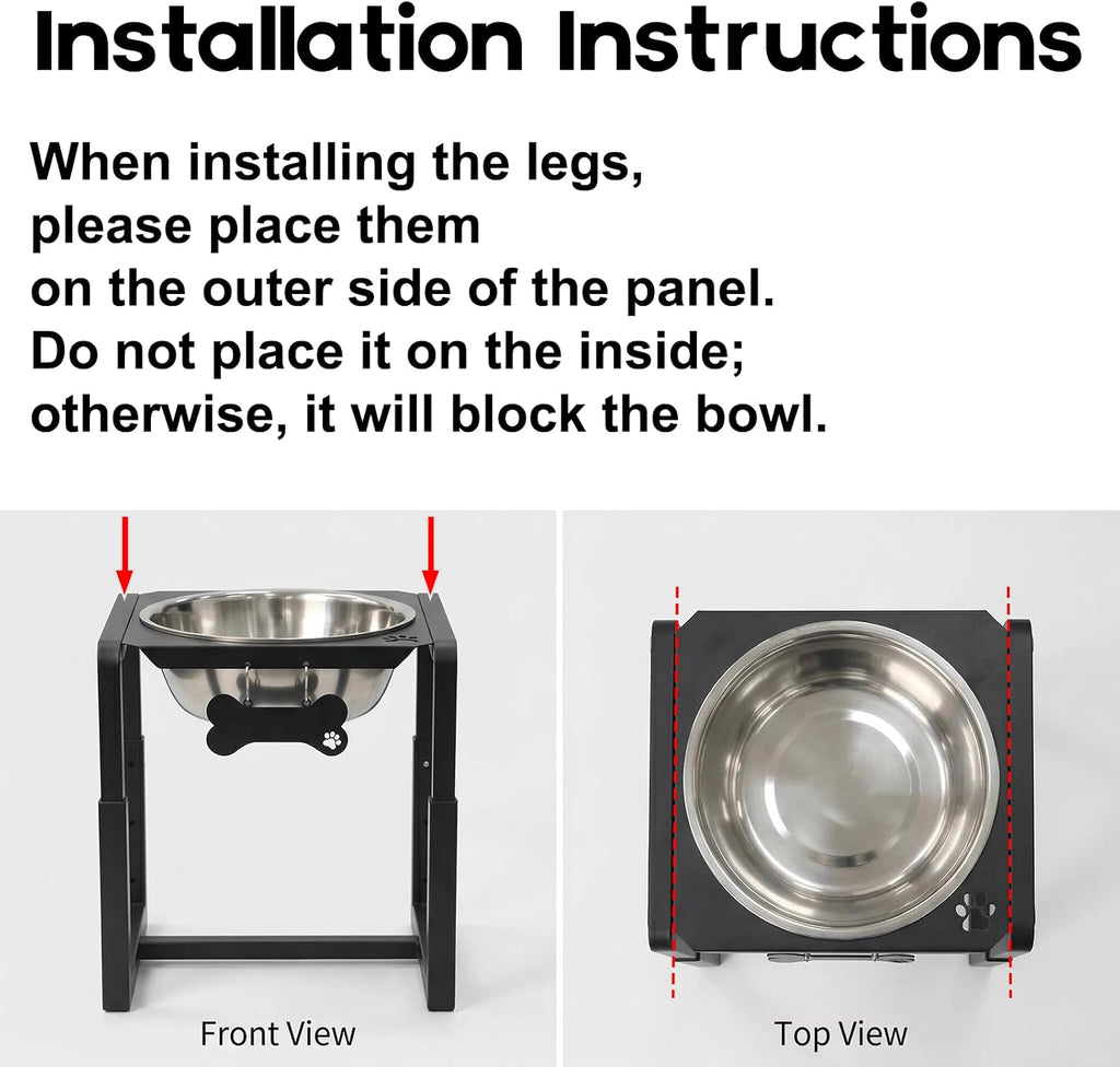 Metal Elevated Dog Bowls, Raised Dog Bowls for Medium/Large Breeds with One 111oz Stainless Steel Water Bowls, 3