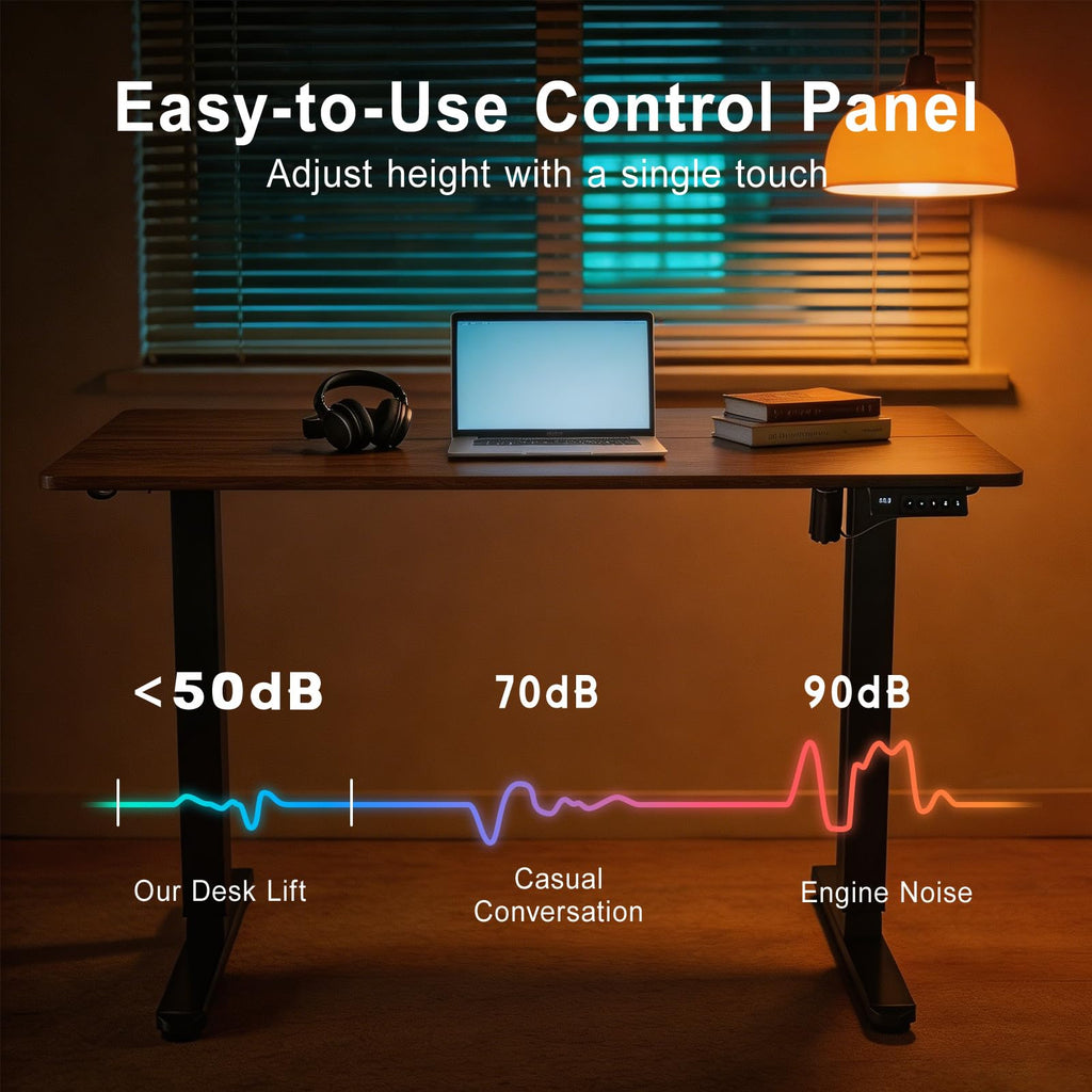55 Inch Height Adjustable Standing Desk, Dark Walnut