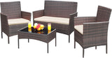 Greesum Patio Furniture 4 Pieces Conversation Sets Outdoor Wicker Rattan Chairs Garden Backyard Balcony Porch Poolside