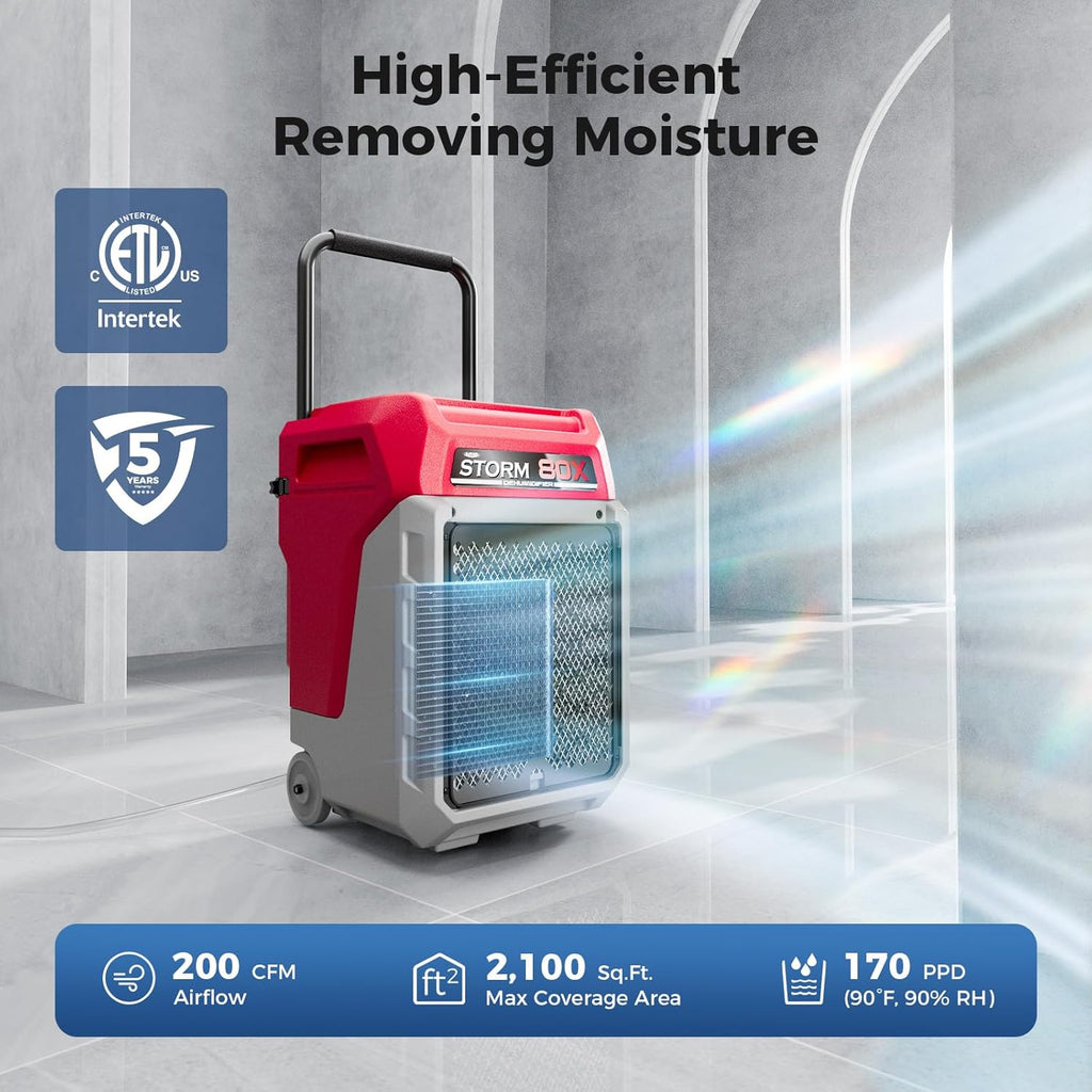 170 PPD Commercial Dehumidifier with Pump & Drain Hose, LGR Industrial Use