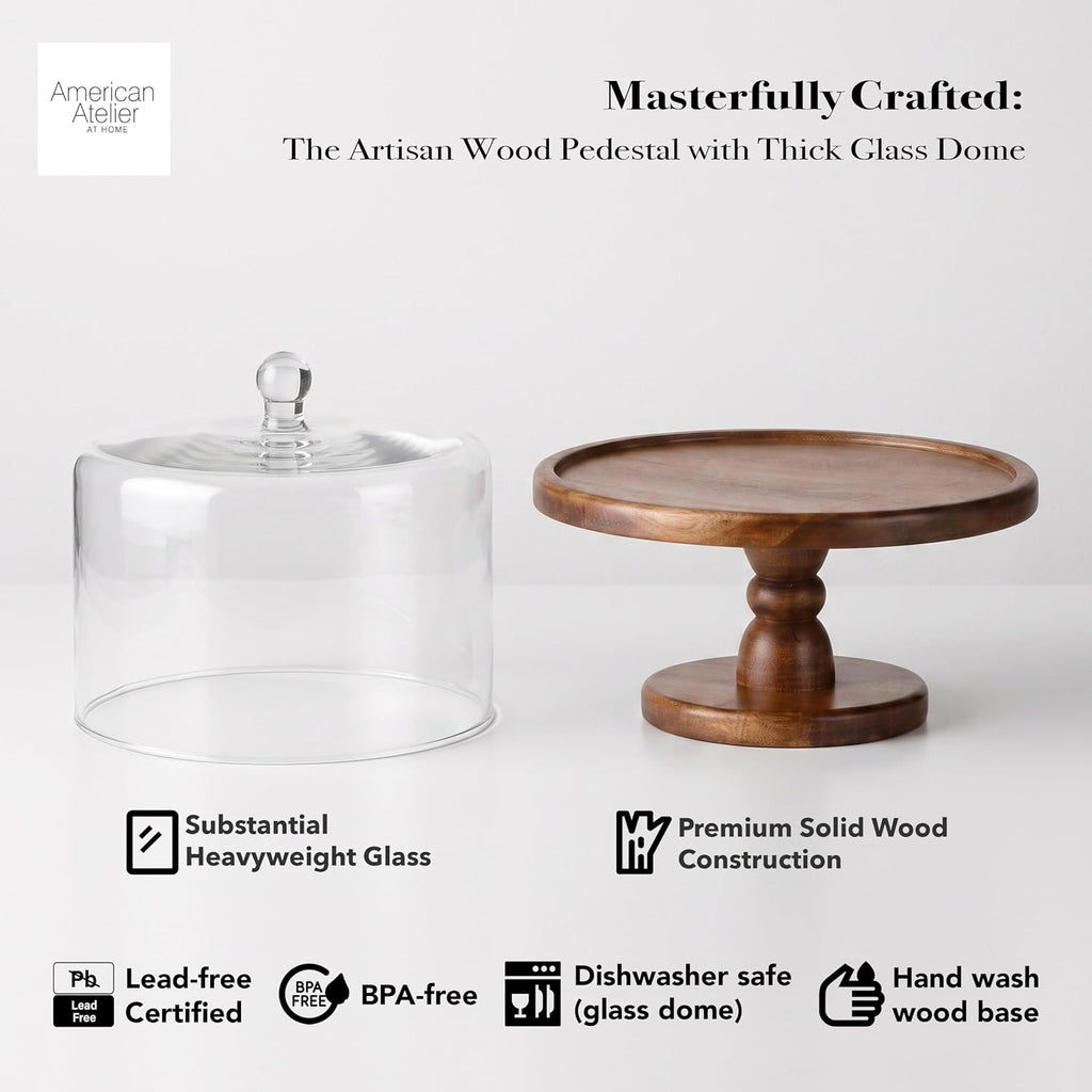 Madera Pedestal Plate with Dome, Brown, 11.8x12.2in