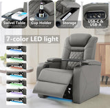 Home Theater Seating, Classic Series Leather Movie Theater Chairs, Power Headrest and Memory with C-Type USB Charger