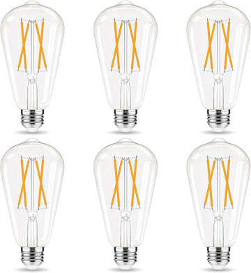 LED Edison Bulbs Dimmable, E26 Bulb 60 watt Equivalent, Soft White 2700K, ST58 Vintage Light Bulbs, 90+ CRI, 6W