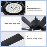 72" Black Ceiling Fan with Lights and Remote Control - Large Industrial Ceiling Fan with 8 ABS Blades, Dimming, DC Motor Reversible, Indoor/Outdoor Modern Ceiling Fan for Living Room, Black A101-B0DQKTB1F2