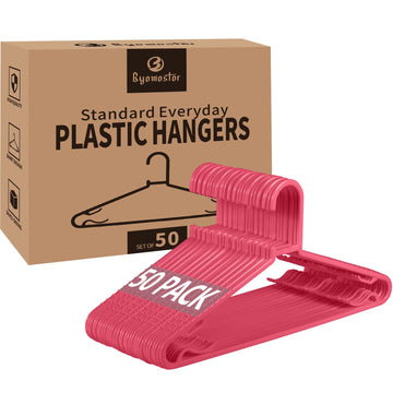 Plastic Hangers 50 Pack, Light Weight Durable Clothes Hangers with Hooks Standard Size G-Shape&Non-Slip Coat Hangers