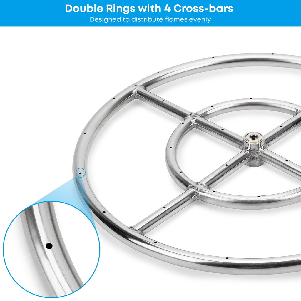 18 Inch Round Fire Pit Burner Ring for Natural Gas & Propane