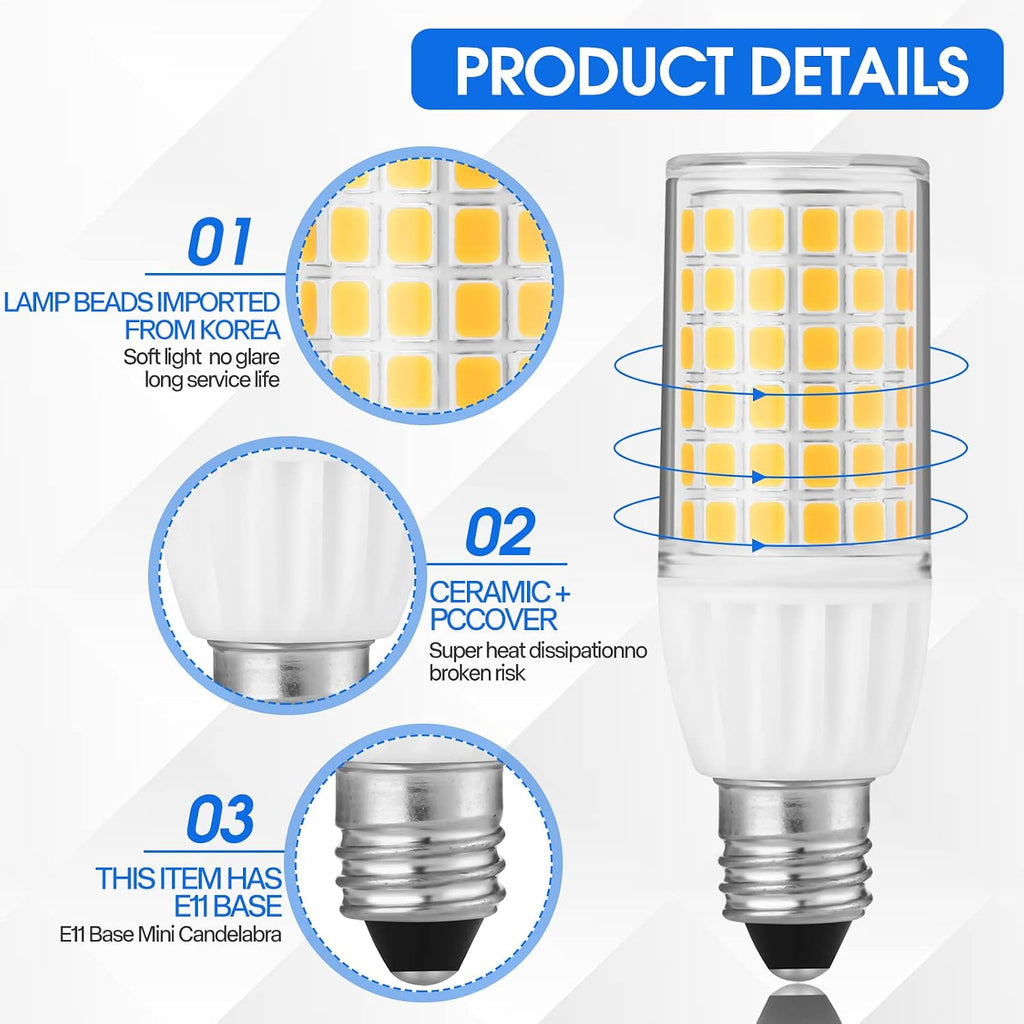 5W JD T4 LED Bulb Dimmable Mini Candelabra - E11 Base 50 Watt Equivalence UL Certification Ceilings, Ceiling Fans