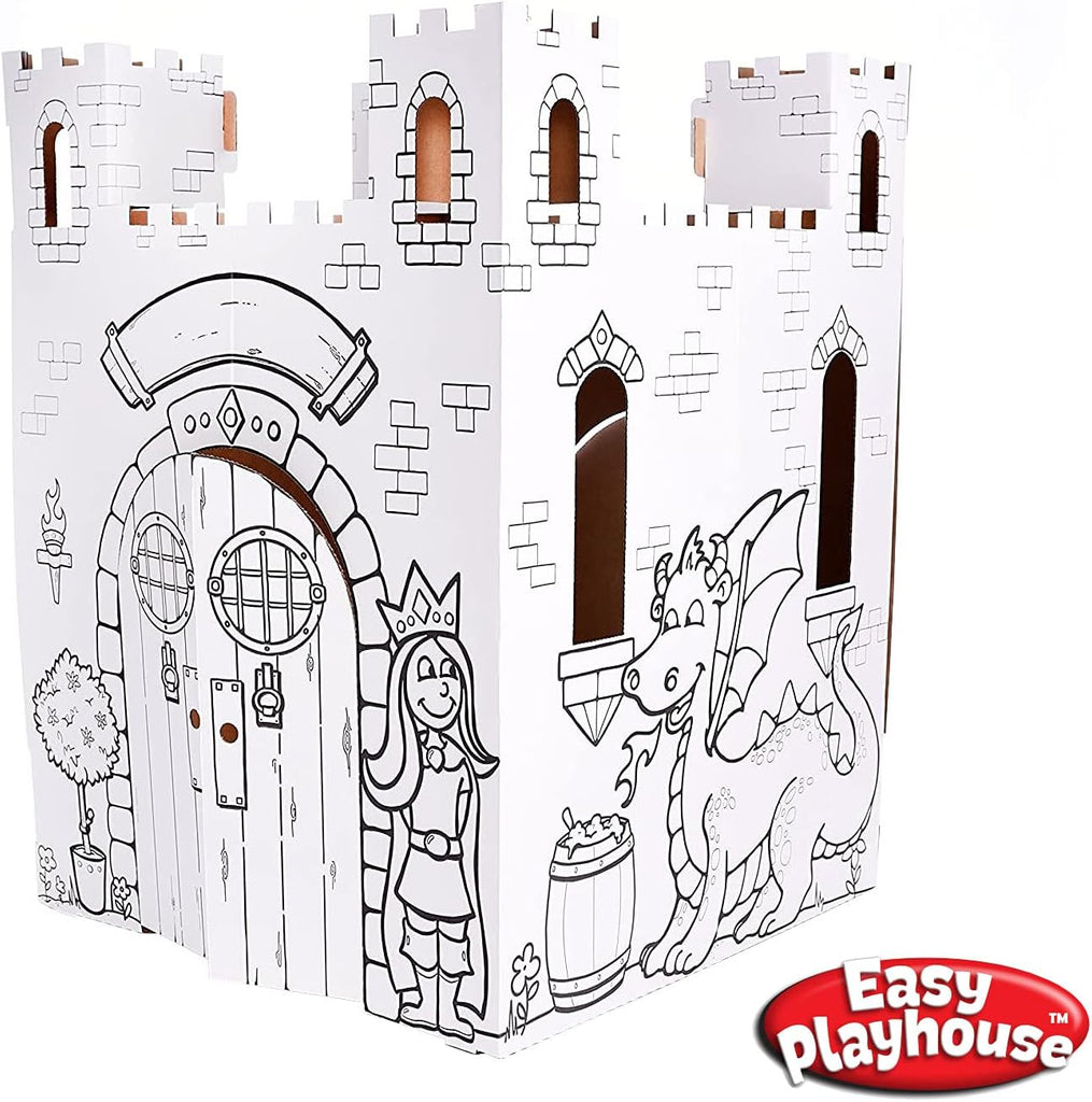 Playhouse Cardboard Fairy Tale Castle - Kids Color & Draw Fort