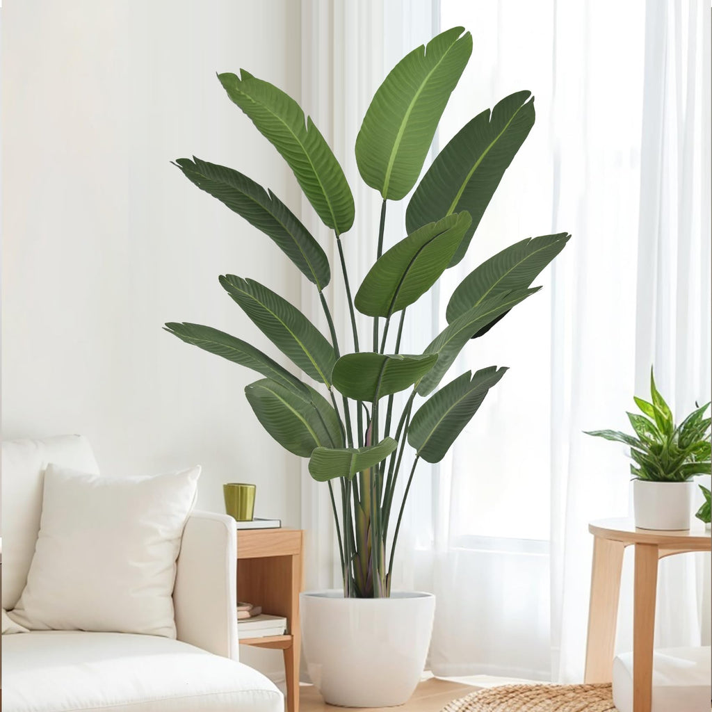 6FT Artificial Bird of Paradise Plant (72in) Tall Faux Tree with Realistic 13 Leaves, Fake Tropical Floor Potted