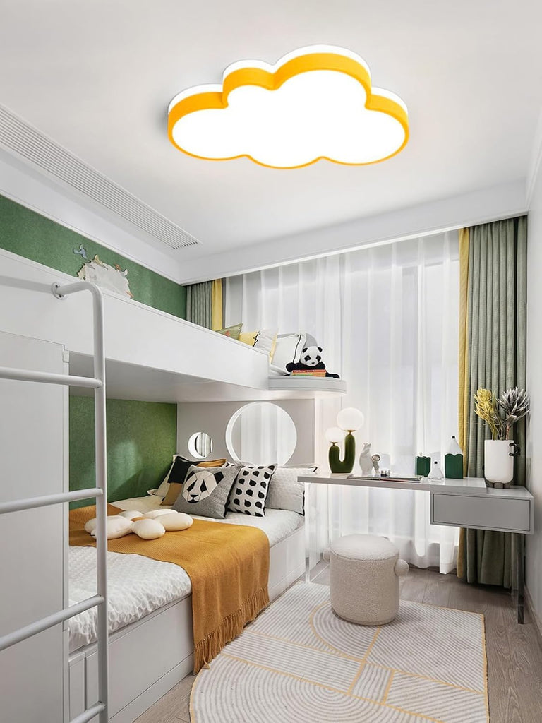 Yellow Cloud Ceiling Light with Remote, 23" Kids Room LED Flush Mount Ceiling Light, 3 Color Temperatures