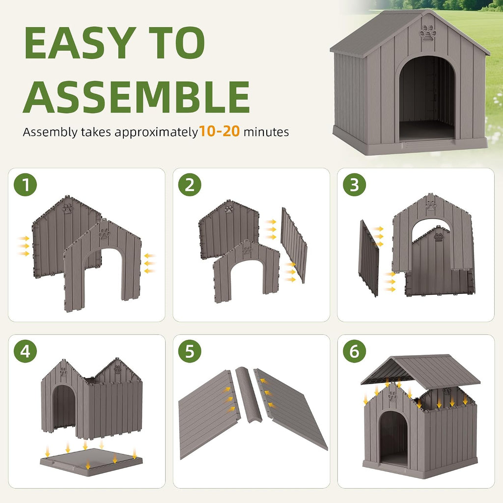 Large Dog House for Medium to Large Dogs - Sturdy Waterproof Doghouse for Indoor/Outdoor Use with Air Vents