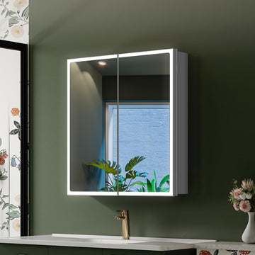 24"x26" LED Mirrored Medicine Cabinet, Recessed or Surface, 2-Door