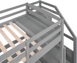 Triple Bunk Bed with Stairs, Twin Over Twin & Twin Bunk Bed for 3, Triple Bunk Bed with Drawers