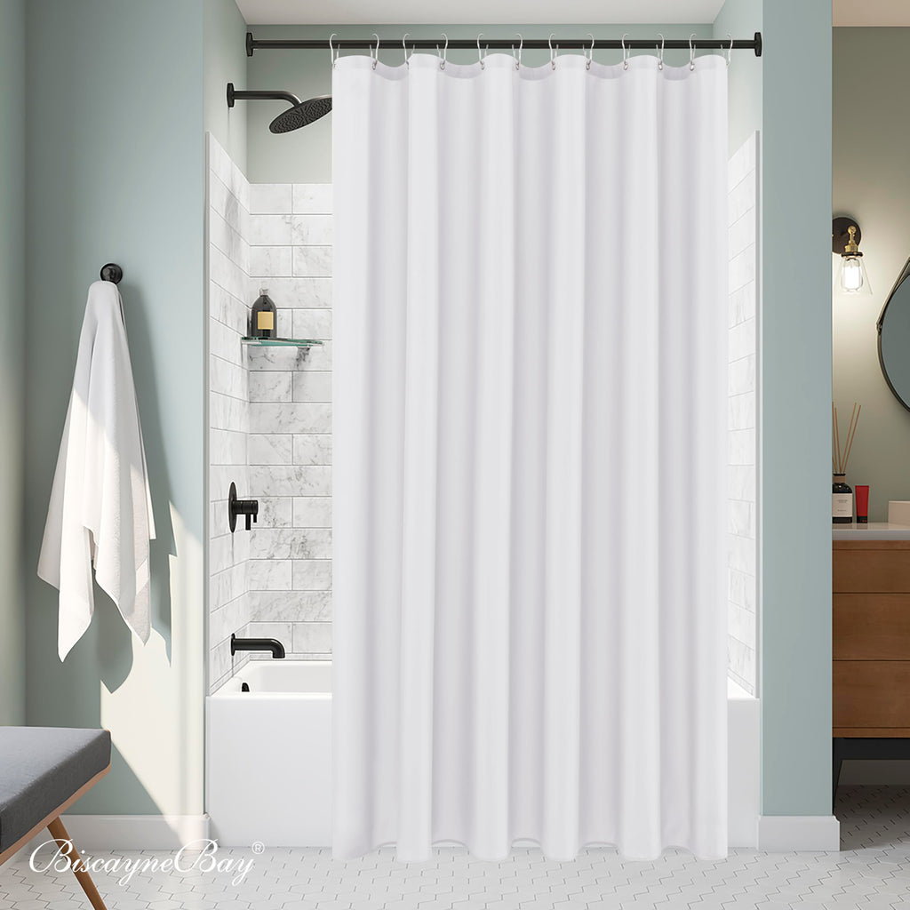 Fabric Shower Curtain Liner 72"W x 108"L-White Extra Long Shower Liners
