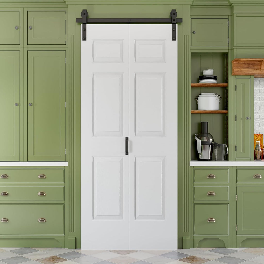 36" x 84" Paintable Bifold Barn Door, No Assembly Required, 6 Panels Bi Fold Barn Door with Hardware
